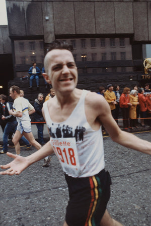 Joe Strummer of The Clash at mile 20 of the 1983 London Marathon